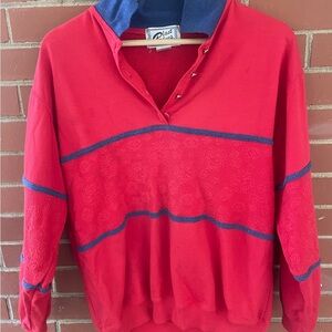 Classic Red and Blue Women's Zip Up Top